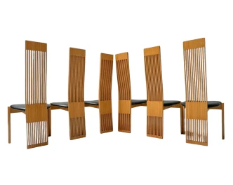 Post-Modern Slatted High Back Dining Room Chairs by Pietro Costantini, 1980s